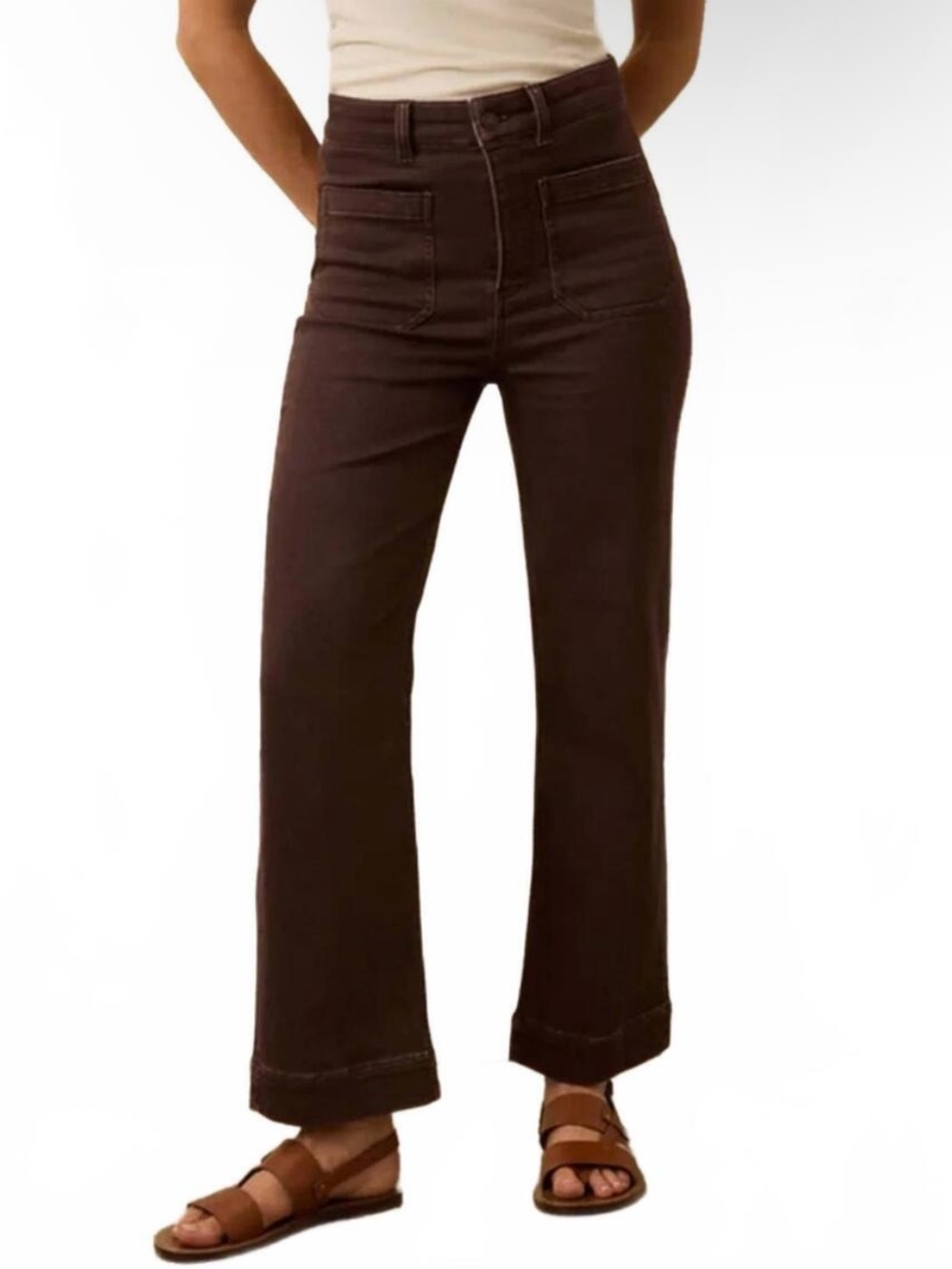 Faherty Stretch Terry Patch Pocket Ankle Pant Women’s Size 25 In Northern Brown